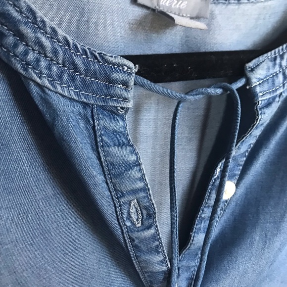 Aerie shirt peplum flowy blue denim short sleeve top - Picture 4 of 4